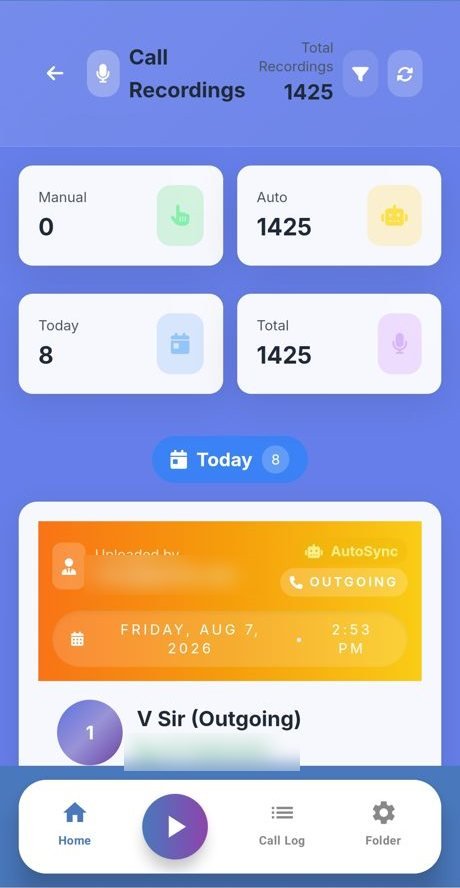 VamaTech app: call recordings dashboard